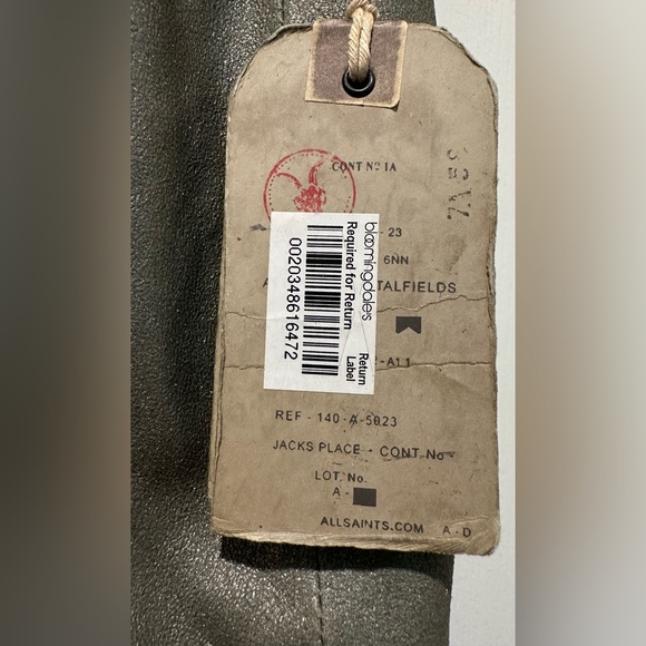 NWT All Saints Domore Bronze Gray Patina Genuine Lambskin Leather Bubble Skirt - Picture 7 of 8